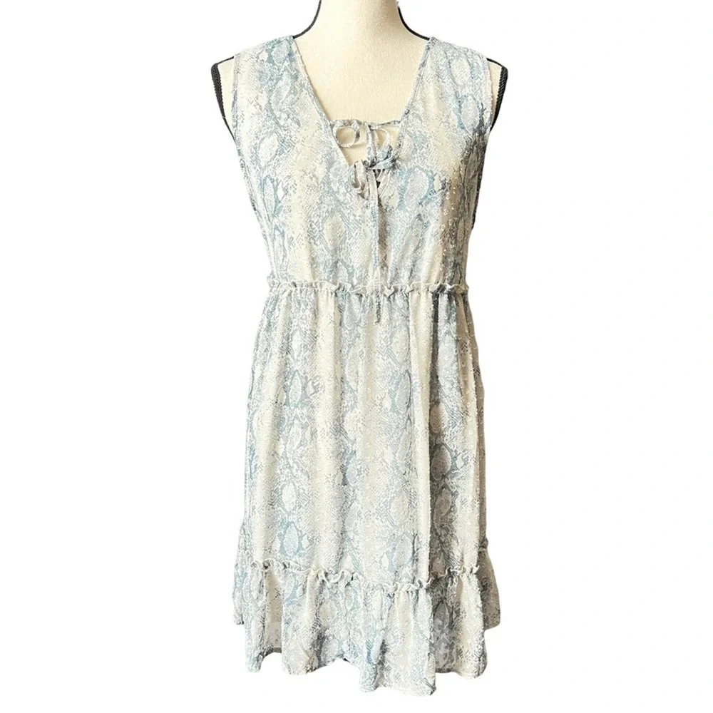 Altar’d State , snakeskin printed, sleeveless, ruffled dress. Large - Picture 2 of 9